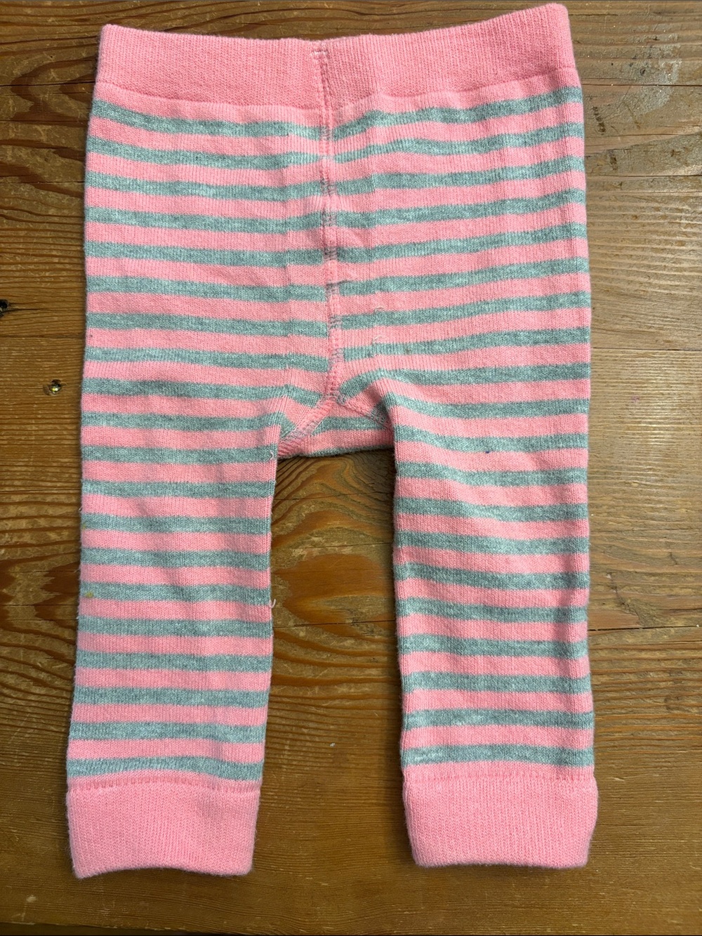 Mudpie 0-6 months Pink and Gray Striped reindeer Infant Knit Leggings